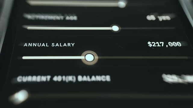 Person using a slider to adjust the Annual salary amount