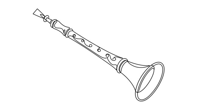 Detailed illustration of a shiny korea traditional clarinet instrument
