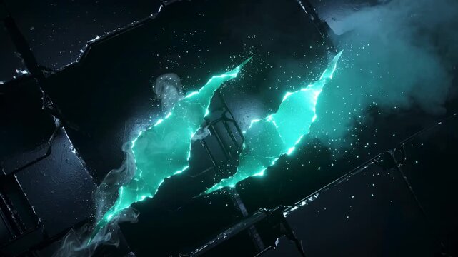 Futuristic Energy Rift in Metallic Surface