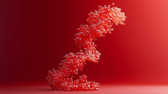 Abstract genetic mutation texture in vibrant red with organic cellular structure on dark gradient background