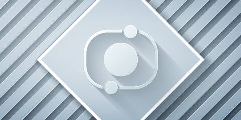 Paper cut Solar system icon isolated on grey background. The planets revolve around the star. Paper art style. Vector © Vadim