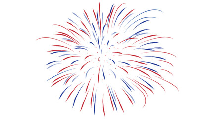 Obraz premium Patriotic red and blue firework burst isolated on white background; festive American USA spark explosion vector illustration icon for 4th of July Independence Day celebrate poster