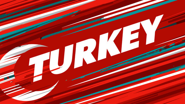 Turkey sign in national flag colors banner. Turkey wallpaper.
