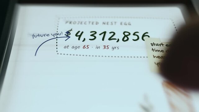 Projected retirement nest egg of 4M USD accumulated by age 65