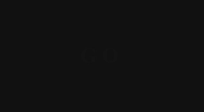 Minimalist animated go text overlay on animation black background, for motion