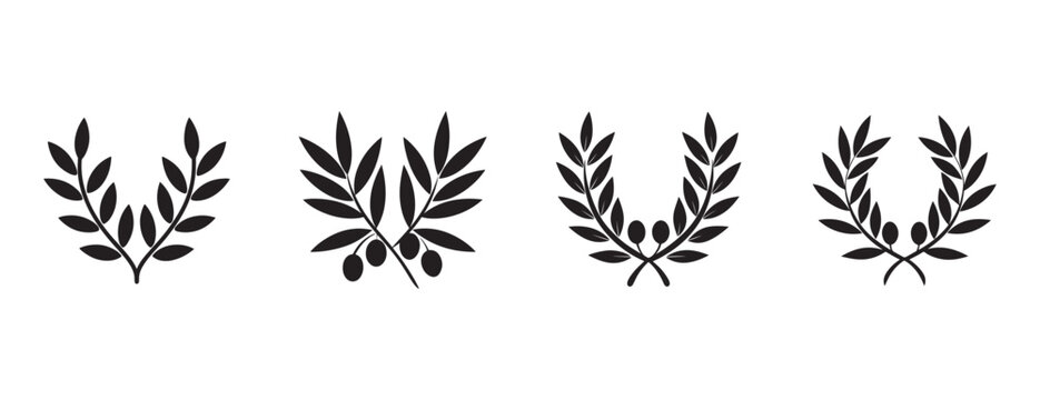 laurel leaf wreath designs with olives for awards ceremonies and decorative purposes