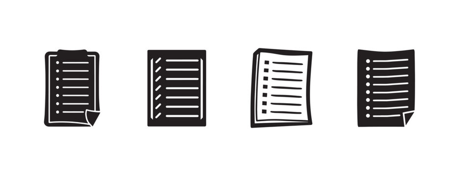 documents with lines on them  various paper sheets with text lines  four paper sheets icons