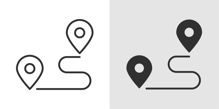 Route Icon represents navigation paths, journey planning, travel directions, and transportation route management.