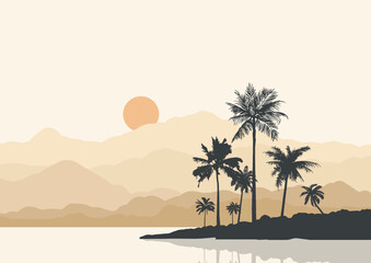Minimal Mediterranean themed hills and sea landscape background © Kirsty Pargeter