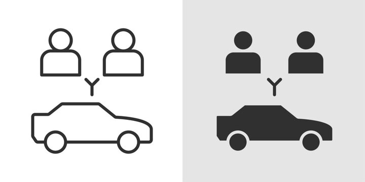 Shared Mobility Icon represents ride-sharing services, collaborative transport, and urban transportation.