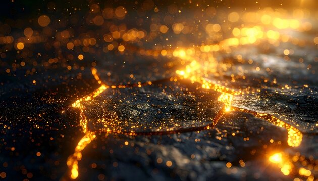 Fiery Abstract Landscape - A Dance of Light and Shadow.