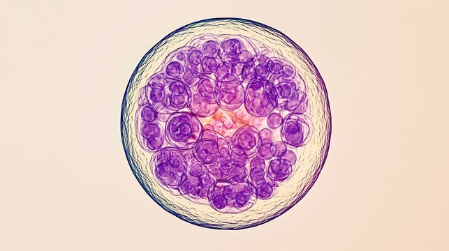 Microscopic view of cell nucleus with visible nucleolus