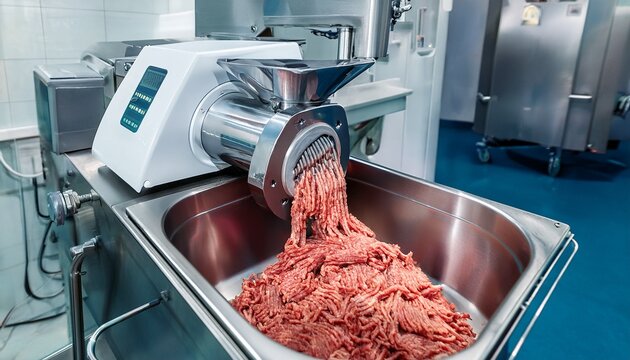 cutter or mincer for meat processing in the food industry for meat plant