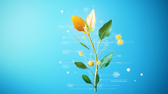 Photosynthesis concept with plant and chemical formulas