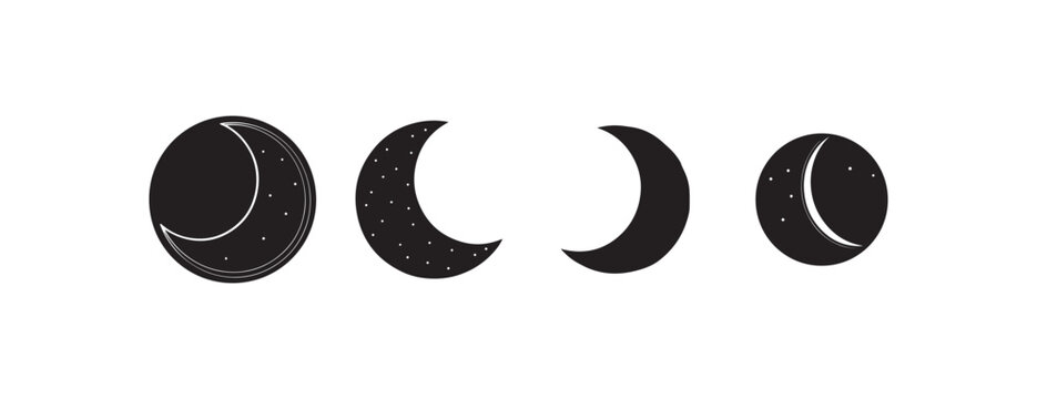 moon phases in a row with white background