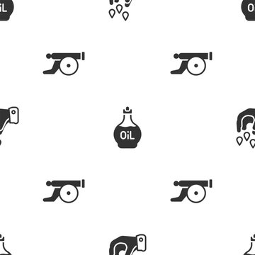 Set Wudhu, Essential oil bottle and Ramadan cannon on seamless pattern. Vector