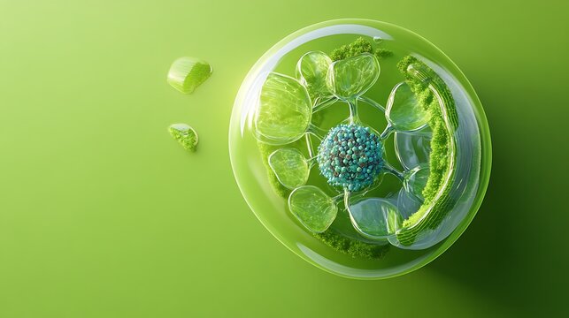 Close-up 3D model of a Plant cell with chloroplasts