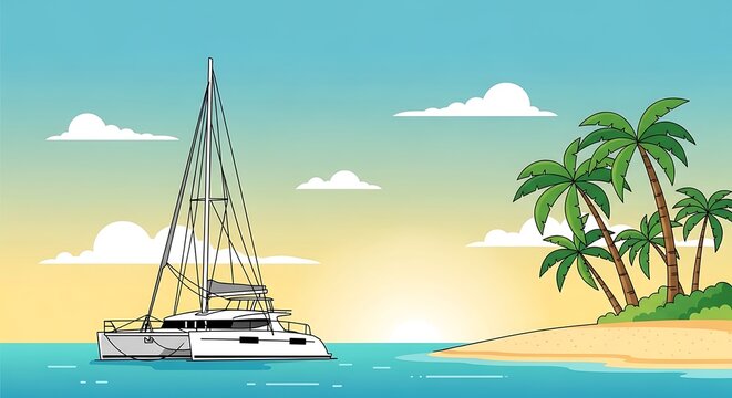 Catamaran on beach.