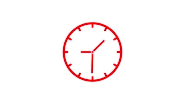 read clock icon with moving arrows in 12 hour loop. Stopwatch animation. Motion graphics of timer concept