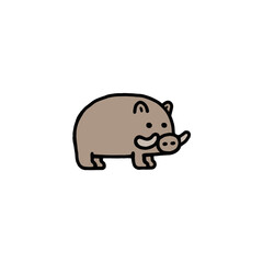 Fototapeta premium Cute Derpy Hog Doodle Cartoon Vector Animal Clip Art Illustration with Transparent Background
