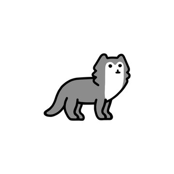 Cute Derpy Wolf Doodle Cartoon Vector Animal Clip Art Illustration with Transparent Background