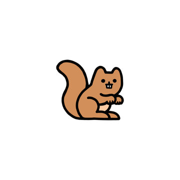 Cute Derpy Squirrel Doodle Cartoon Vector Animal Clip Art Illustration with Transparent Background