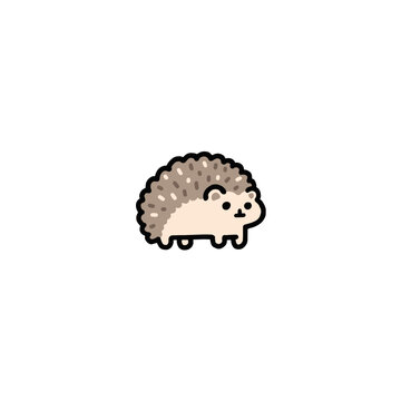 Cute Derpy Hedgehog Doodle Cartoon Vector Animal Clip Art Illustration with Transparent Background