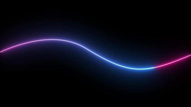 Abstract colorful neon lights animated on a black background. Movement of neon diagonal lines or glowing light stripes. bent neon lines.