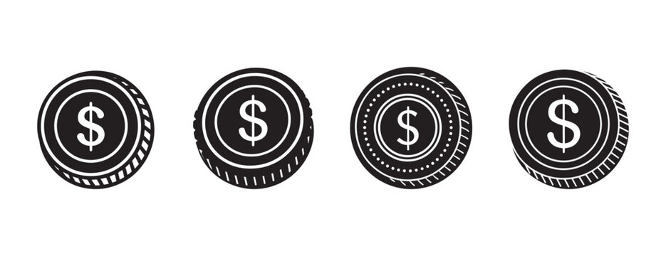 coins with dollar sign on white background  financial icons
