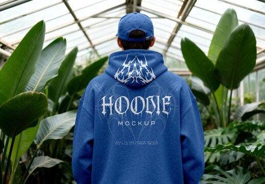Blue Hoodie Mockup On Model For Streetwear Branding