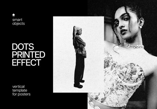 Dots Print Photo Effect For Poster And Editorial Cover Design