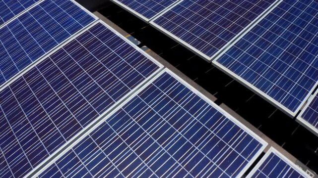 Drone shot showing solar panels covering the roof of a parking garage in New Haven