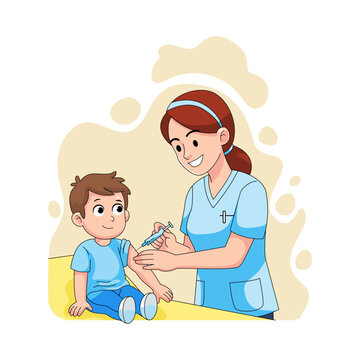 Nurse vaccinating little boy