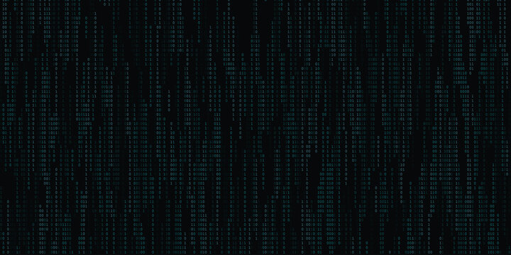 Abstract Digital Data Stream Background with Cyber Security Binary Code and Futuristic Technology Network Concept
