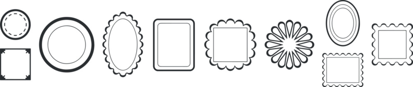 Simple outline blank frame and label borders