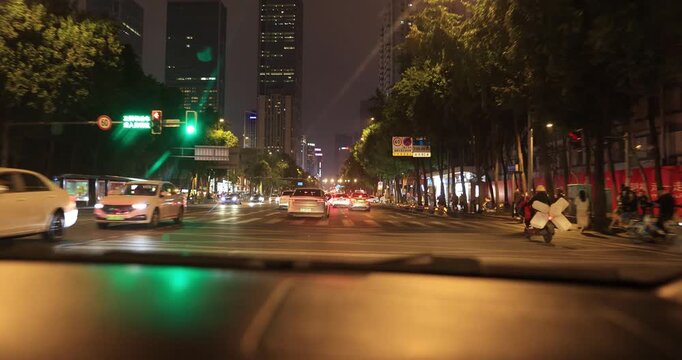 Driving car in Chengdu city, China