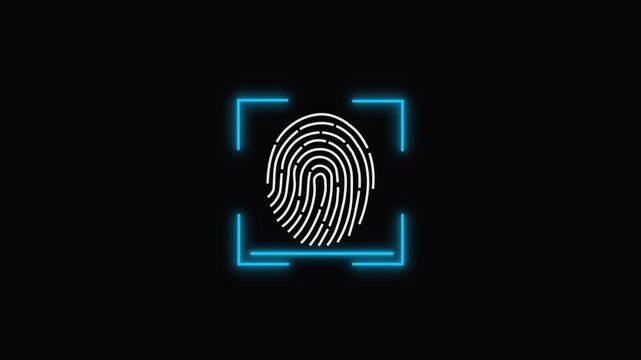4K Concept motion graphic design of fingerprint scanning interface with futuristic biometric authentication technology and digital security system animation.