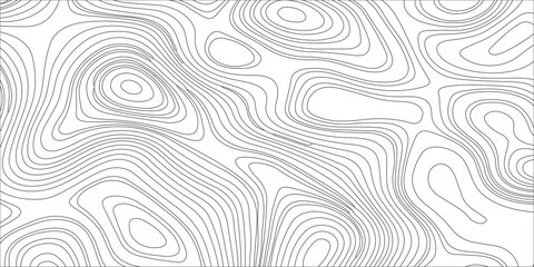 Topographic map background with abstract black wavy lines on white, seamless pattern texture vector illustration. An abstract monochrome topographic map background, black wavy contour lines © Creative Arts