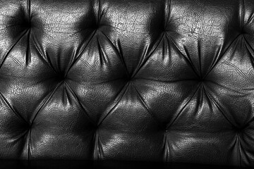 Naklejka premium Black Tufted Synthetic Leather Upholstery Texture Background