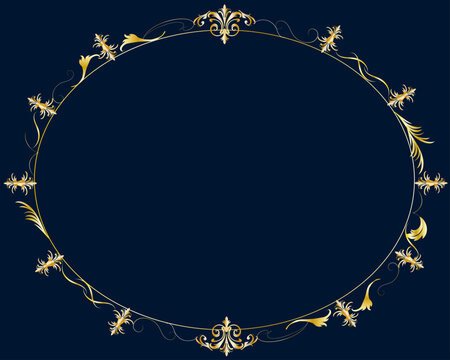 obal,akansas,Luxury gold Luxury gold oval frame, acanthus leaf design, with copy space.
