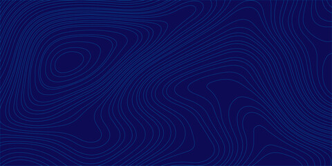 Blue topographic map background with abstract wavy contour lines representing geographic terrain and elevation grid. An abstract vector background, light blue topographic contour lines on dark blue  © Creative Arts