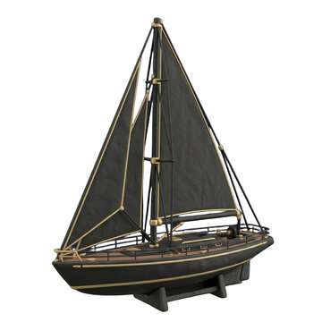 Elegant Black and Gold Model Sailboat