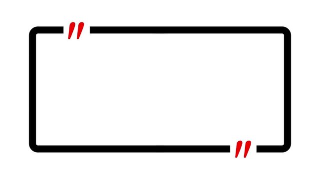 rectangle with quotation marks quote speechin transparent background in 4K animation rectangle and question marks animation with alpha channel