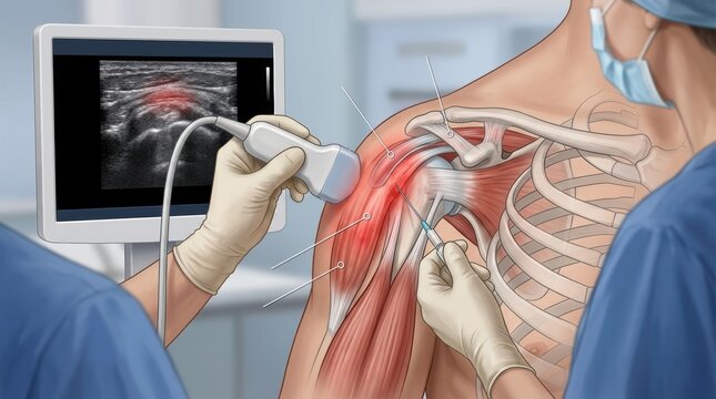 Ultrasound-guided injection procedure for shoulder pain relief and diagnosis