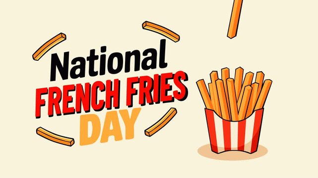 Engaging National French Fries Day footage featuring a hand picking golden crispy fries from a takeaway carton. Ideal for food promotions, restaurant advertising, social media campaigns, and fast food