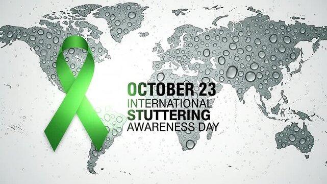 International Stuttering Awareness Day Green Ribbon World Map Graphic