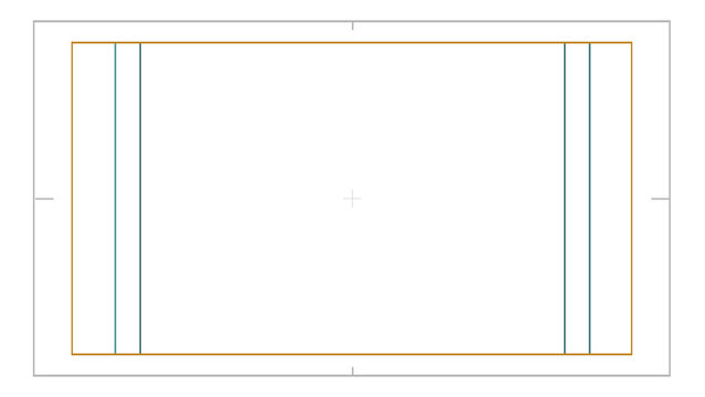 Broadcast Safe Area Overlay, Title Safe, Action Safe, Transparent Video Editing Guide Frame, Blue and yellow Markers