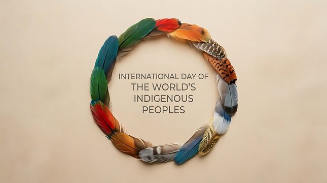 Colorful feather circle arrangement celebrating international day of the worlds indigenous peoples in creative style