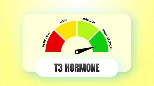 Medical Thyroid Functional Test Animation Screening T3 Hormone Levels Dial Indicator On Yellow Background 4k video