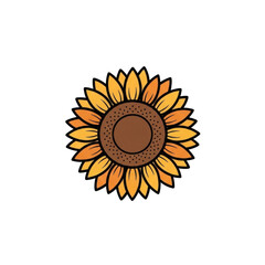 Fototapeta premium Minimalist sunflower illustration isolated on black background